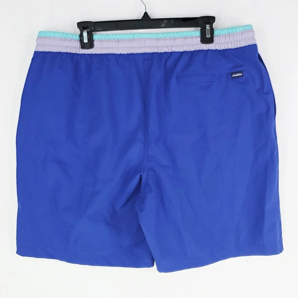 Chubbies Mens 2XL Blue 5.5 Inch Inseam Swim Trunks Mesh Liner Stretch Drawstring